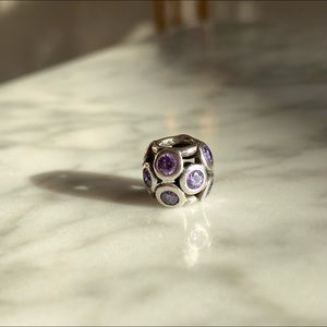 Pandora silver Charm with Amethysts